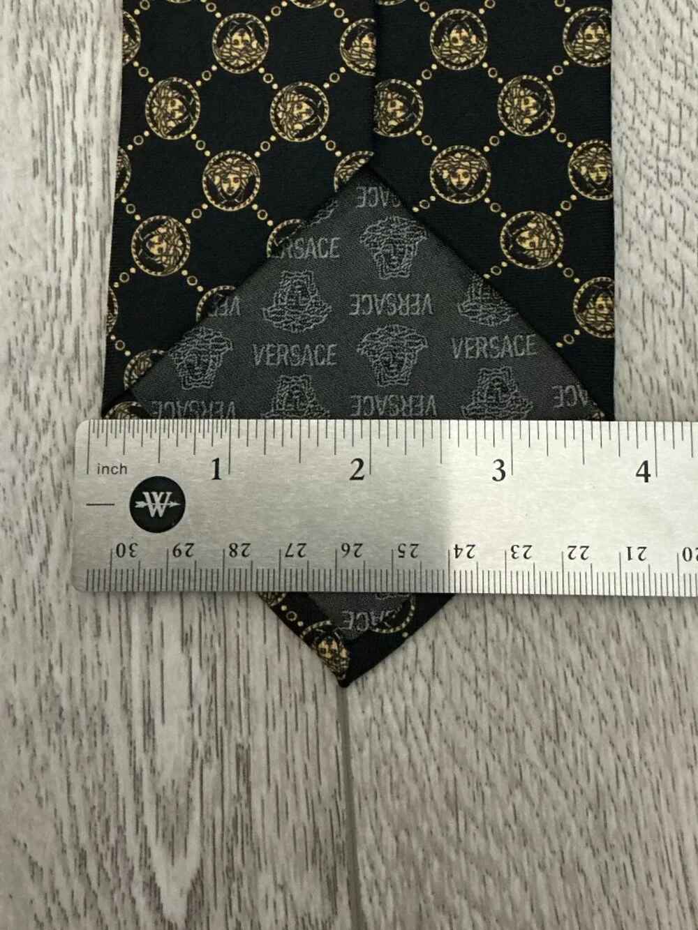 Versace Black Gold Medusa Coin Silk Tie